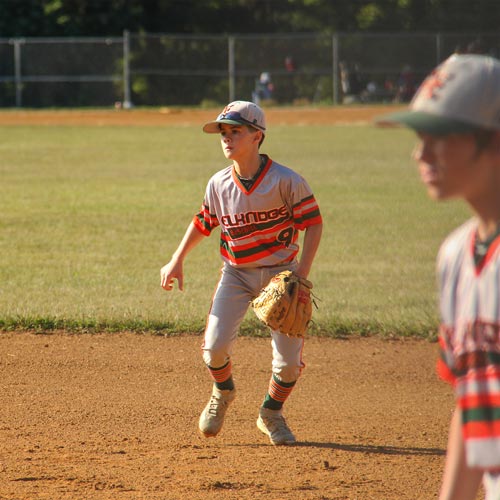 Gabe Garner moving on the pitch while playing second base.